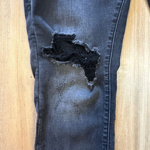 Icecream Jade Black Jeans Size 32 Blue Running Dog Graphic Distressed Streetwear - Picture 8 of 16